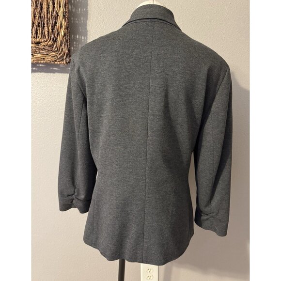 Kasper Suit Jacket Blazer 16 Gray 1 Button Stretch Ruched Sleeves - Picture 13 of 15